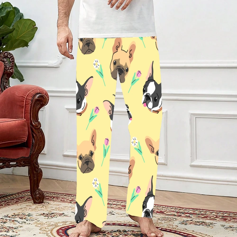 French Bulldog Pattern Cute Pajama Pants Mens Womens Lounge Pants Super Soft Unisex Sleep Pajama Bottoms with Pockets Drawstring