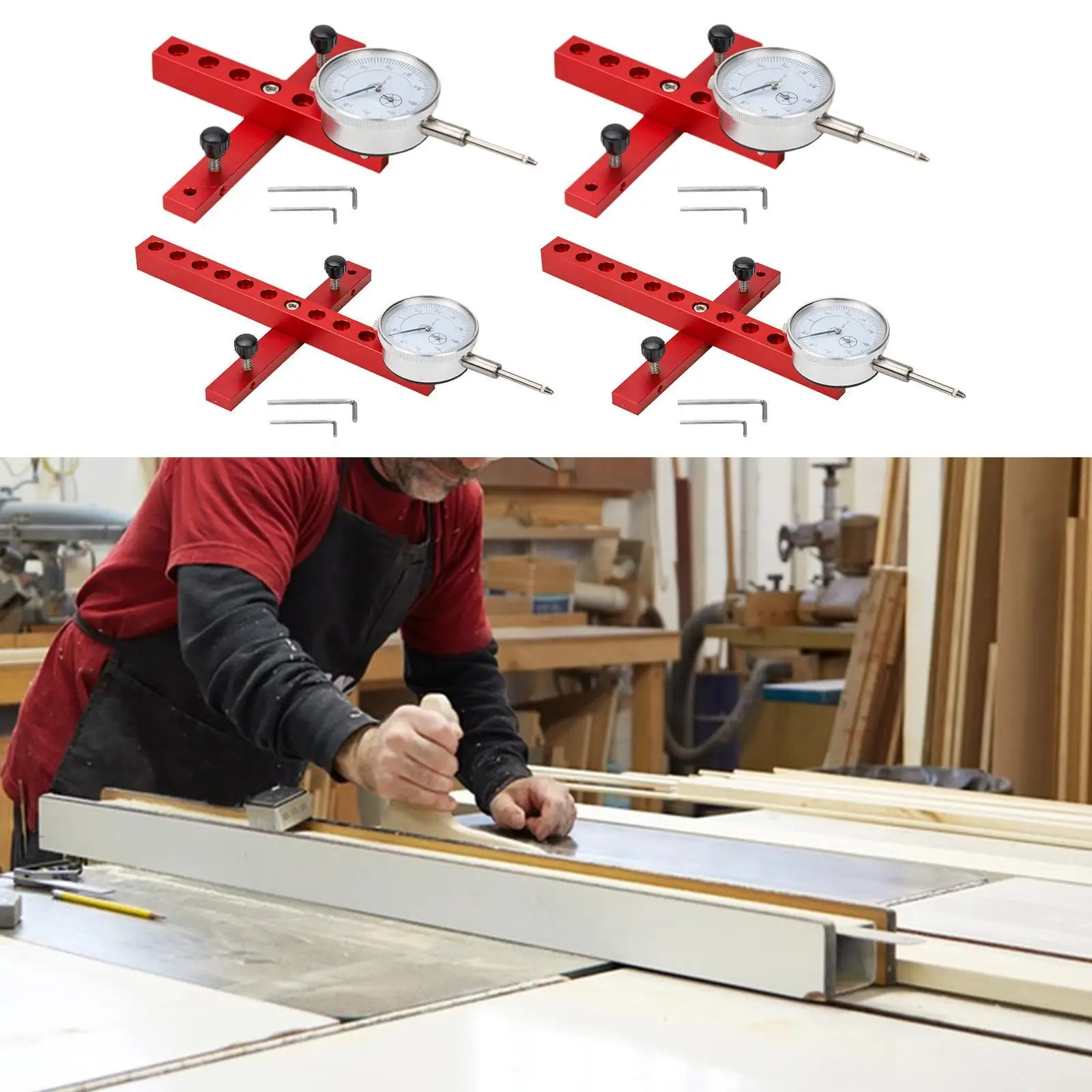 

Dial Indicator Table Saw Gauge Woodworking Tool High Performance Premium Professional for Work Shop Machinery Aluminum Alloy
