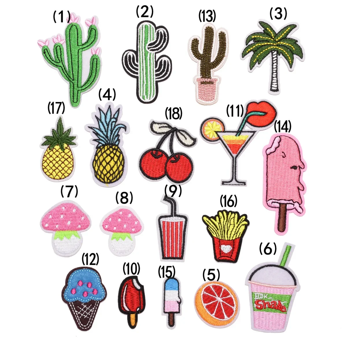 Cartoon Cloth Stickers Trees, Food and Other Patterns Embroidery Patches DIY Clothing Home Textile Decoration Products