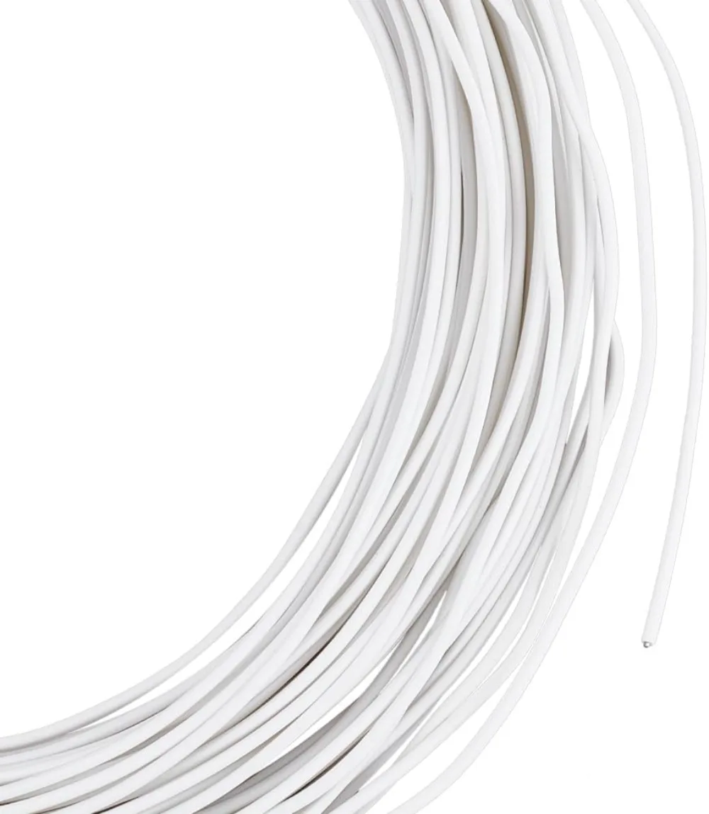 

30m/32.8 Yards White Millinery Wire 2mm Diameter White Floral Wire Round Soft Plastic Covered Iron