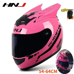 Moto Helmet Ear Motorbike Helmet Personality HNJ Full Face Motorcycle casque Motocross Helmet unisex cascos para motos 4 seasons