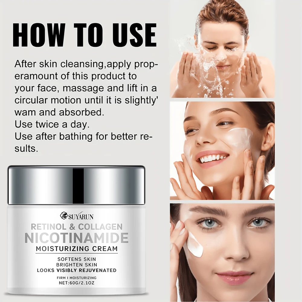 SUYARUN Crème visage anti-âge au collagène au rétinol - Réduction des rides et hydratant raffermissant à l'acide hyaluronique.