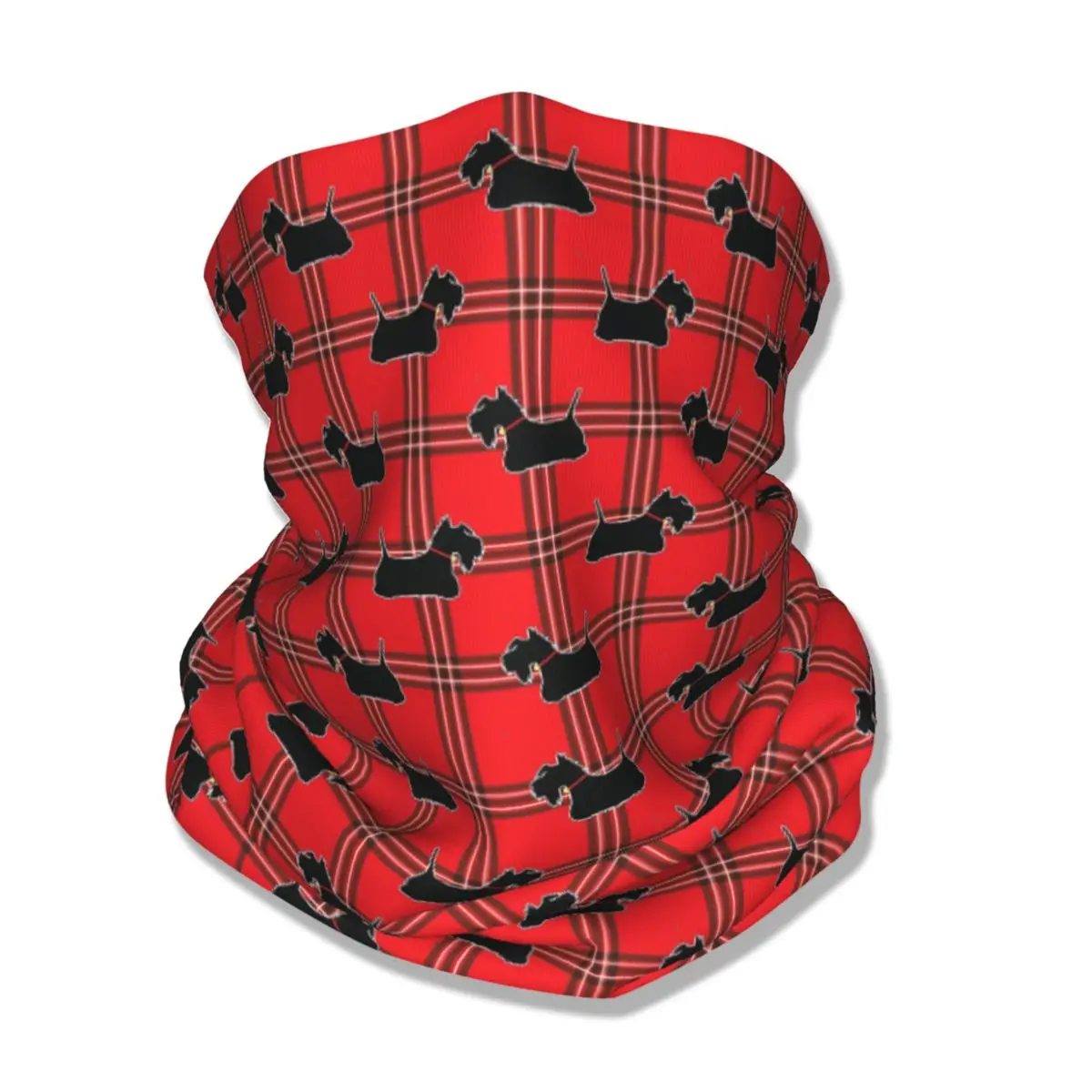 Scottie Dogs Bandana Neck Cover Printed Scottish Terrier Dog Tartan Skye Mask Scarf Multi-use Headwear Unisex Adult Windproof