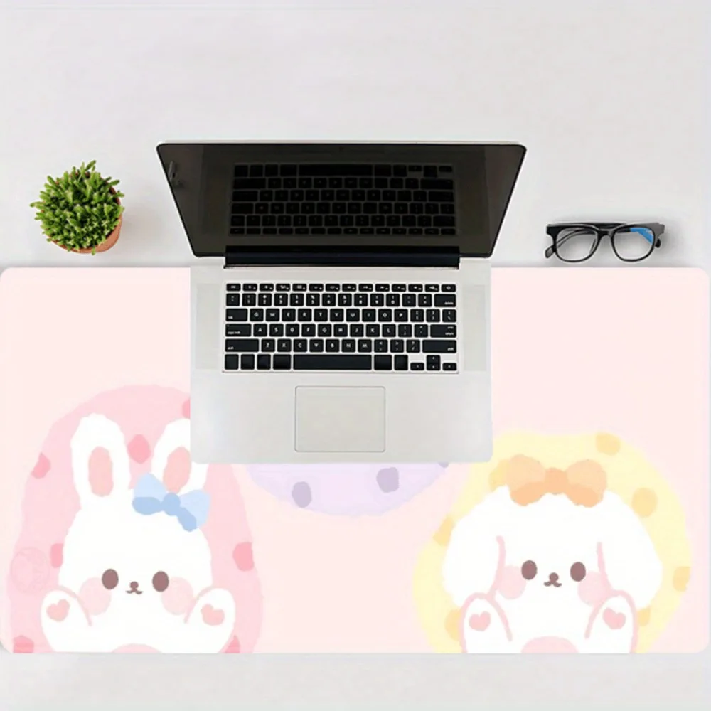 Cutepink rabbit game table mat and mouse pad keyboard wrist rest protector escritorio repose poignet clavier one piece mouse pad