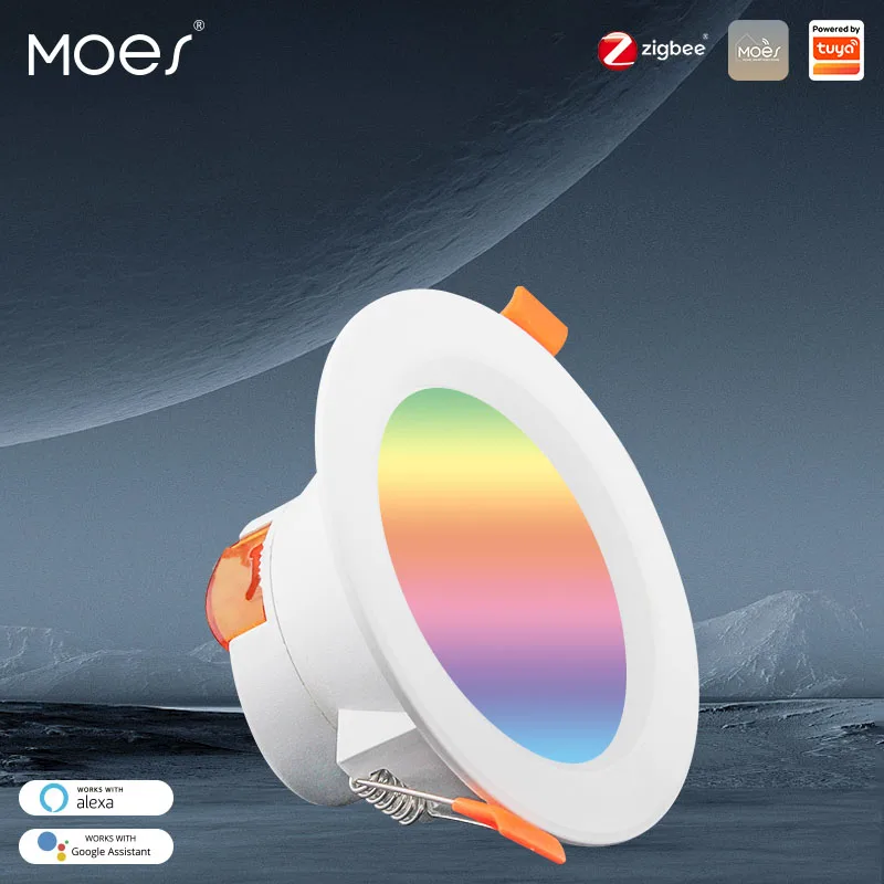 MOES Smart LED Downlight Zigbee Dimming Round Spot Light 7/10W RGB Color Changing Warm Cool light Alexa Google Home Vocie