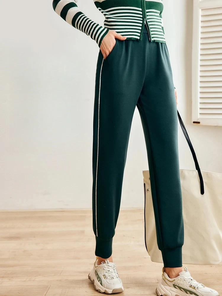 OLrain Green Casual Joggers Knitted Pants 2025 Fashion High Waist Sweatpants Women's Clothing O22QK58200