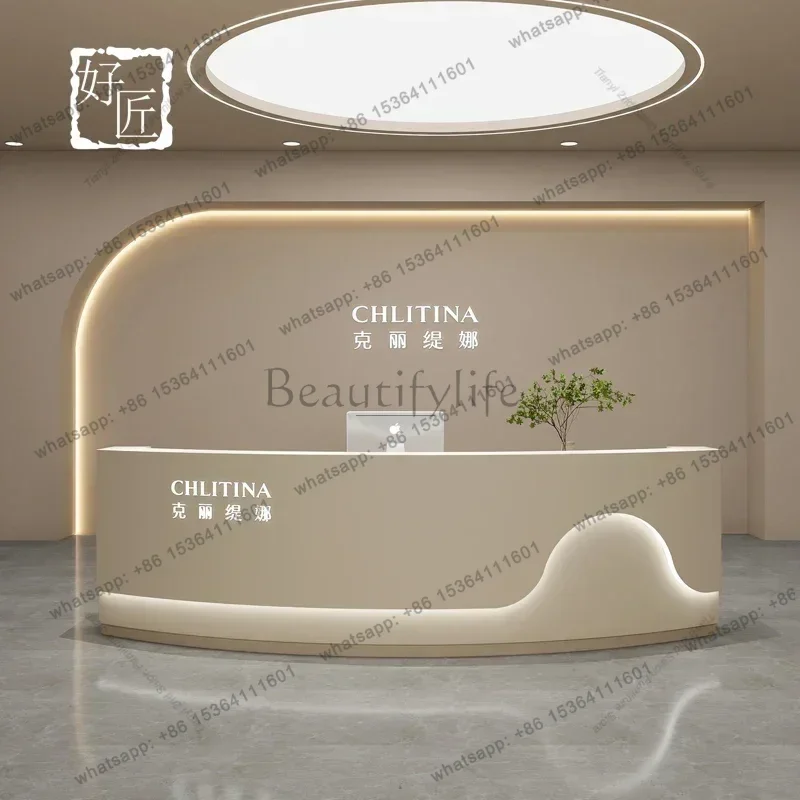 LSSimple Camber Reception Desks Modern White Originality Counter Storage Church Pulpito Salon Furniture Guichet D'accueil FYRD
