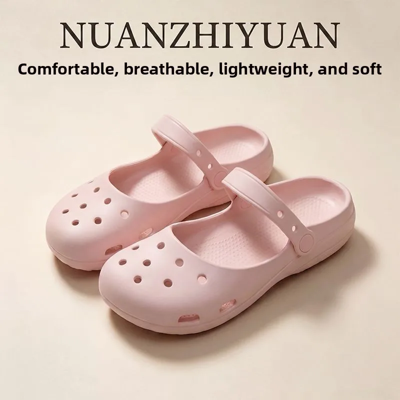 Summer New Women's Cute Ballet Hole Shoes Retro EVA Outer Wear Mary Jane Shoes Anti Slip Outdoor Beach Sandals view 5