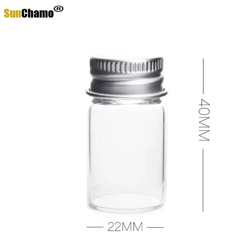 6pcs/lot 7ml 22x40mm Leak Proof Clear Glass Bottles Jars with Aluminum Bottle Cap for DIY Wish Message Sample Perfume