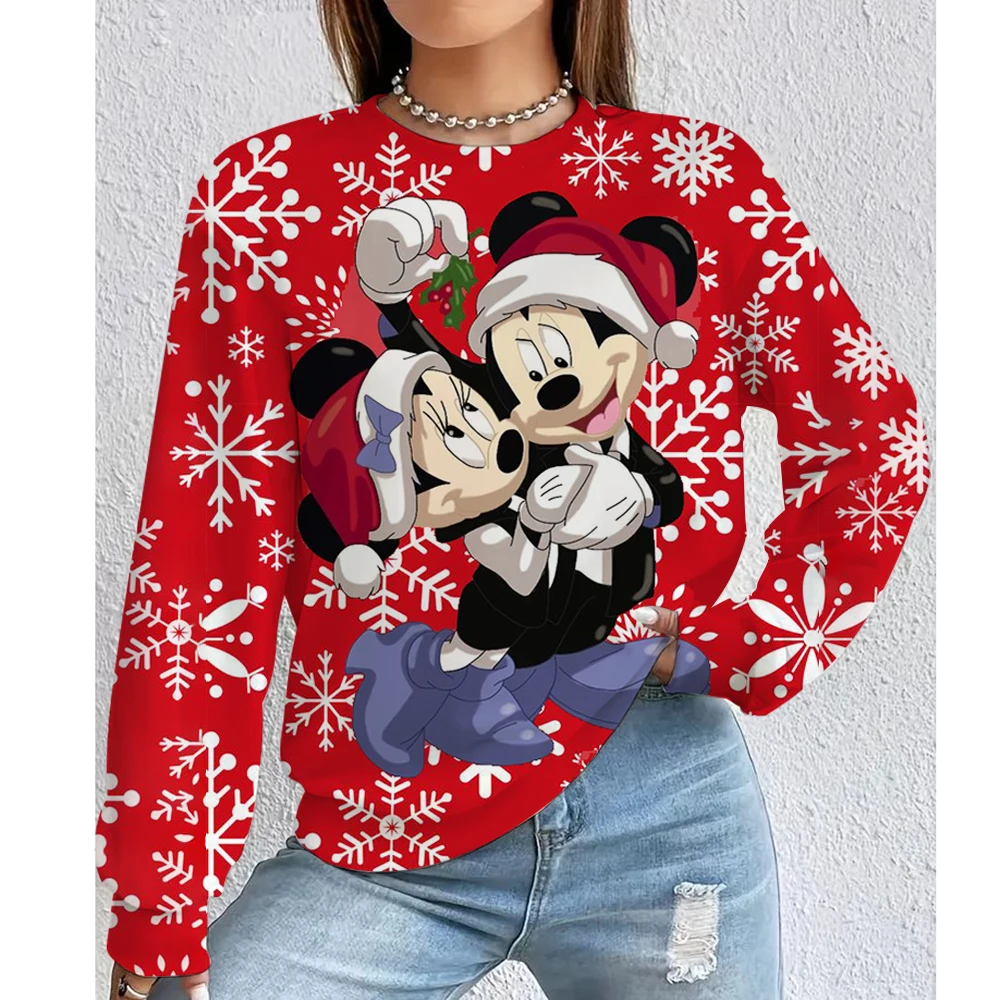 Felpa con cappuccio da donna di Natale Disney Topolino Felpa con cappuccio casual americana Felpa con cappuccio da donna autunno Hip Hop Abbigliamento casual