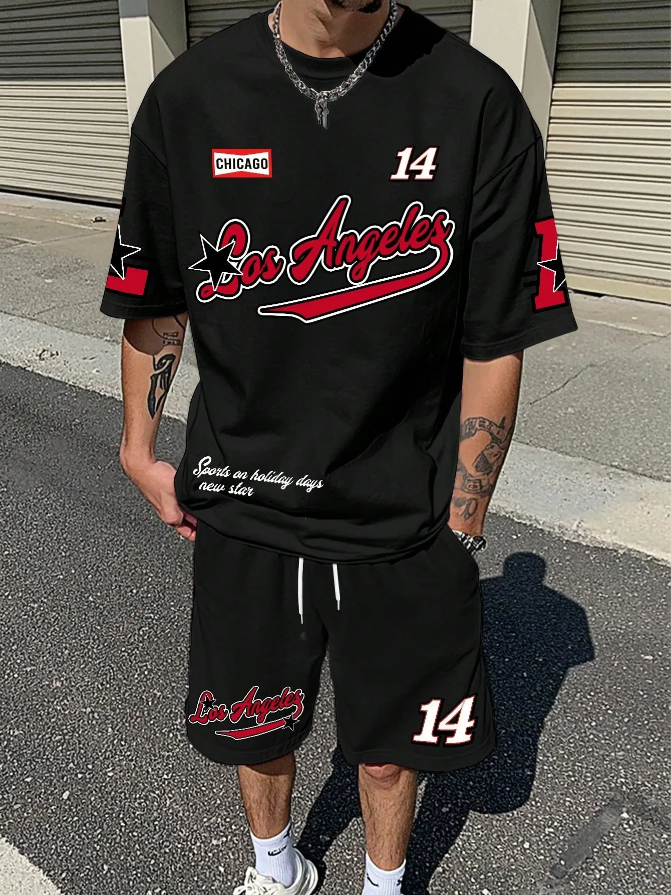 

2026 Summer Men's Suit with Letter Print Breathable Lightweight Casual Sports Outdoor Men's Clothing