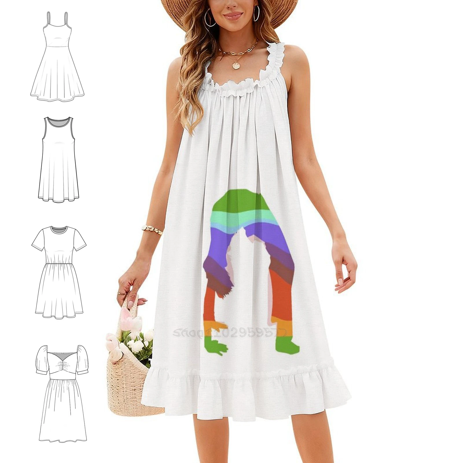 Yoga Chakrasana Pose Korean Style Casual Dress For Women Simple Daily Office Lady Dresses Yoga Meditate Chakrasana Pose Evening