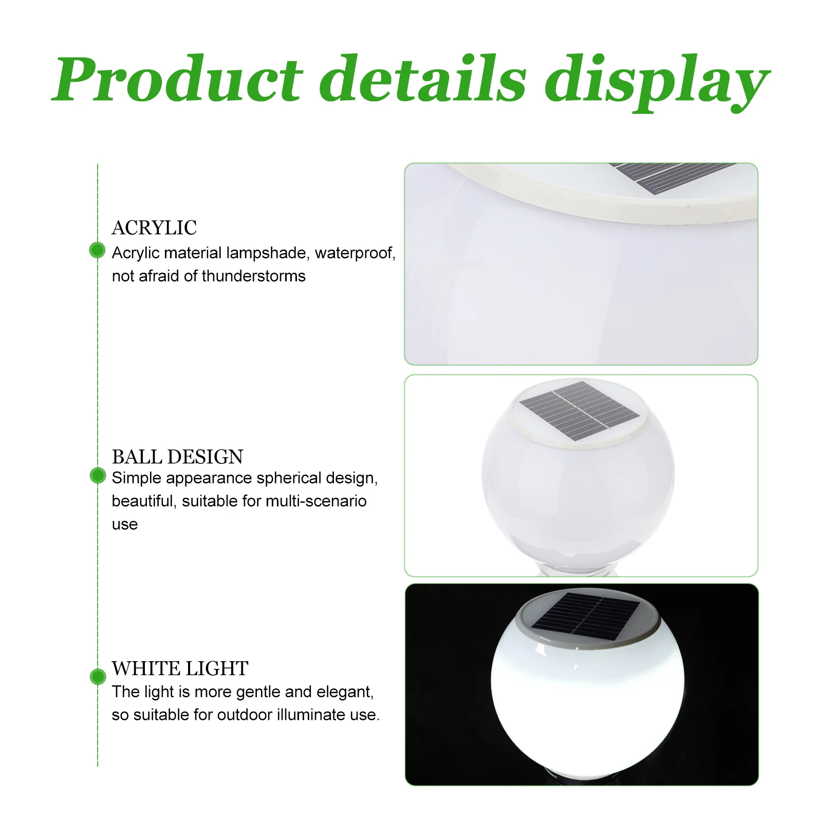 LED White Lamp Post Solar Light outside Lamps for Wall Landscape Decorate Fence Lights Outdoor Stainless Steel Courtyard