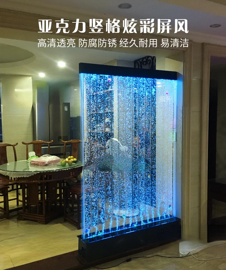 Customized large water curtain wall,flowing water bubble wall,acrylic water dance screen,fish tank partition,aquarium decoration