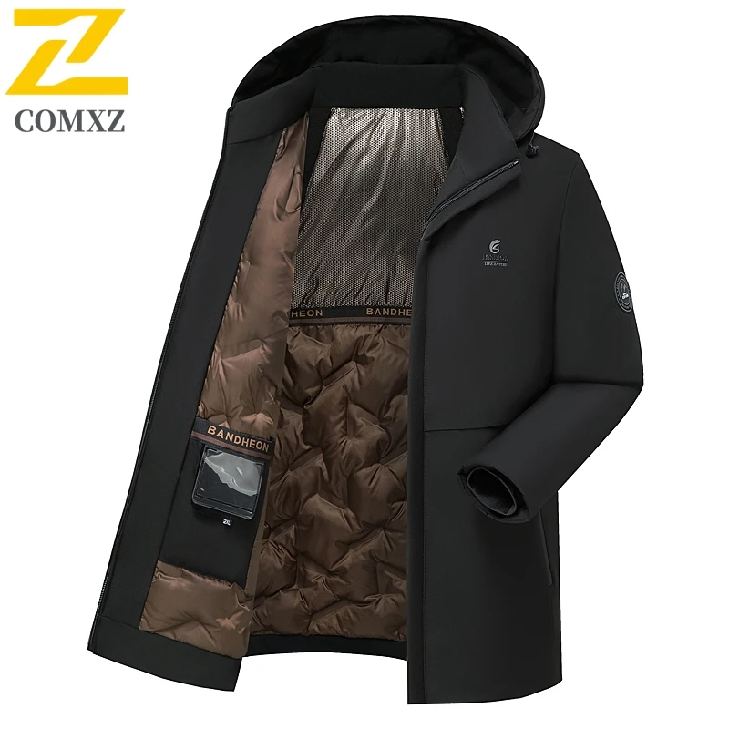 Jaket Hangat Musim Dingin Pria Baru 2025 Mantel Parka Bertudung Tebal Dapat Dilepas Mode Kualitas Tinggi Jaket Empuk Sangat Dingin Mewah Kasual