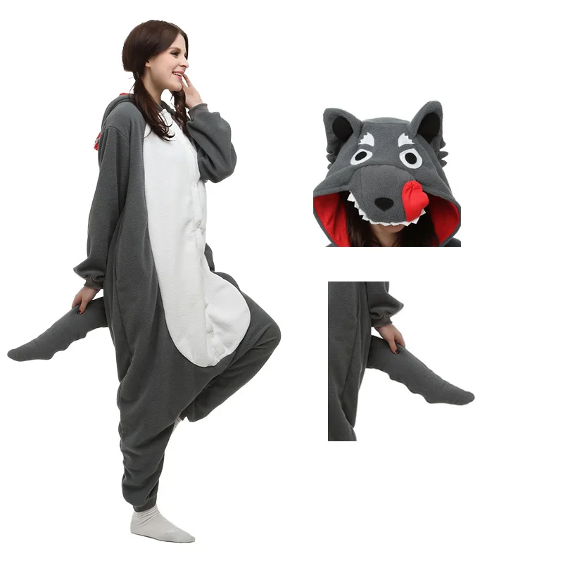 

Thermal Flannel Jumpsuit Adults Unisex Carnival Party Cosplay Animal One-piece Pajamas Long-sleeved Hooded Loungewear Onesie