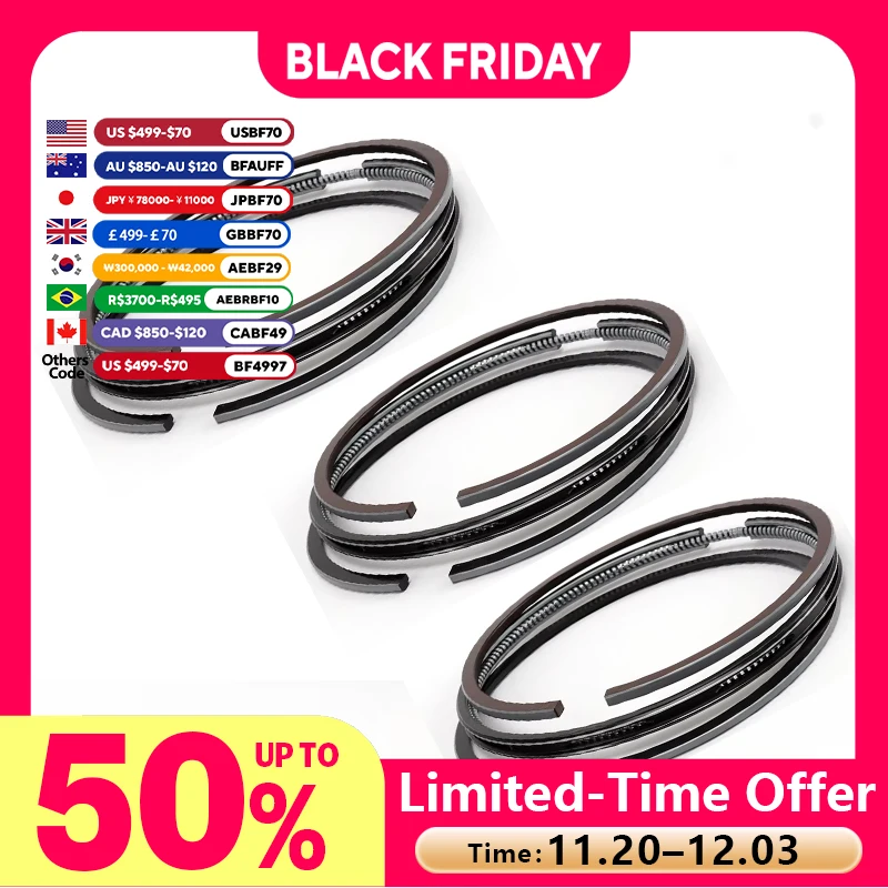 

3TNE74 3TNV74 3TNM Piston Rings 3 Cylinders STD 74*1.5HK+1.5+3mm For Yanmar 3TNV74 3TNM74 74mm Overhaul Rebuild Kit Engine Parts