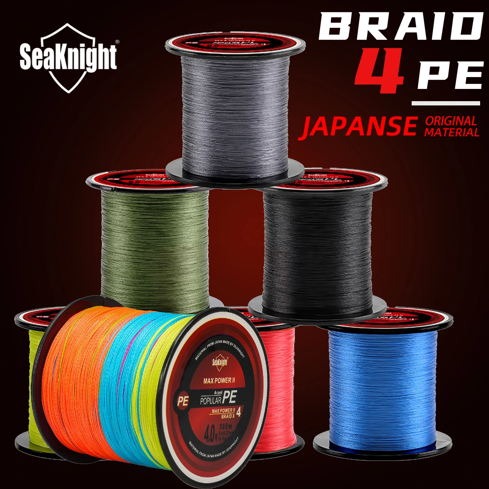 SeaKnight Brand TriPoseidon Series 4 Strands 300M PE Braided Fishing Line 8-60LB Multifilament  Line Smooth Carp Fishing