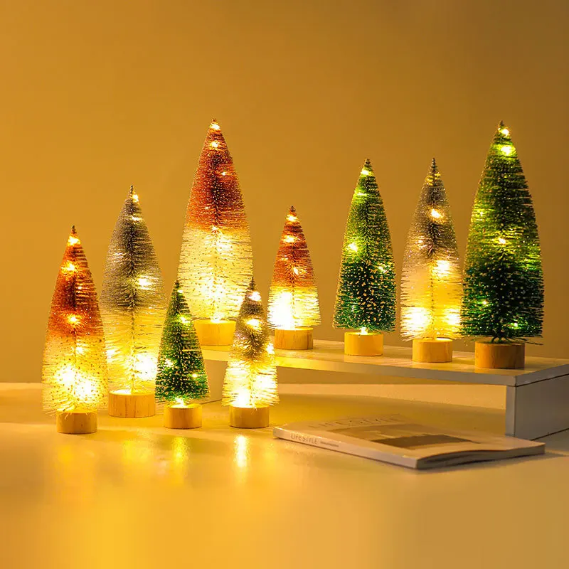 Golden onion powder dual color luminous Christmas tree decoration desktop mini luminous tree Christmas gift