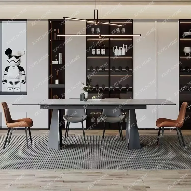 

Минималистичный обеденный стол из каменной плиты, раздвижной, современный, простой, прямоугольный, 2 метра, 2.4 метра.