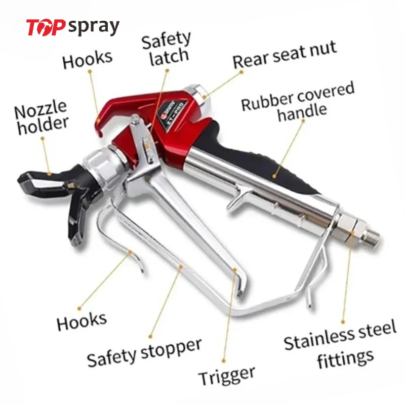 

3600 PSI Reversible 517 Nozzle Tip Guard Swivel Joint with 11 inches Extension Pole Airless Paint Spray Gun High Pressure