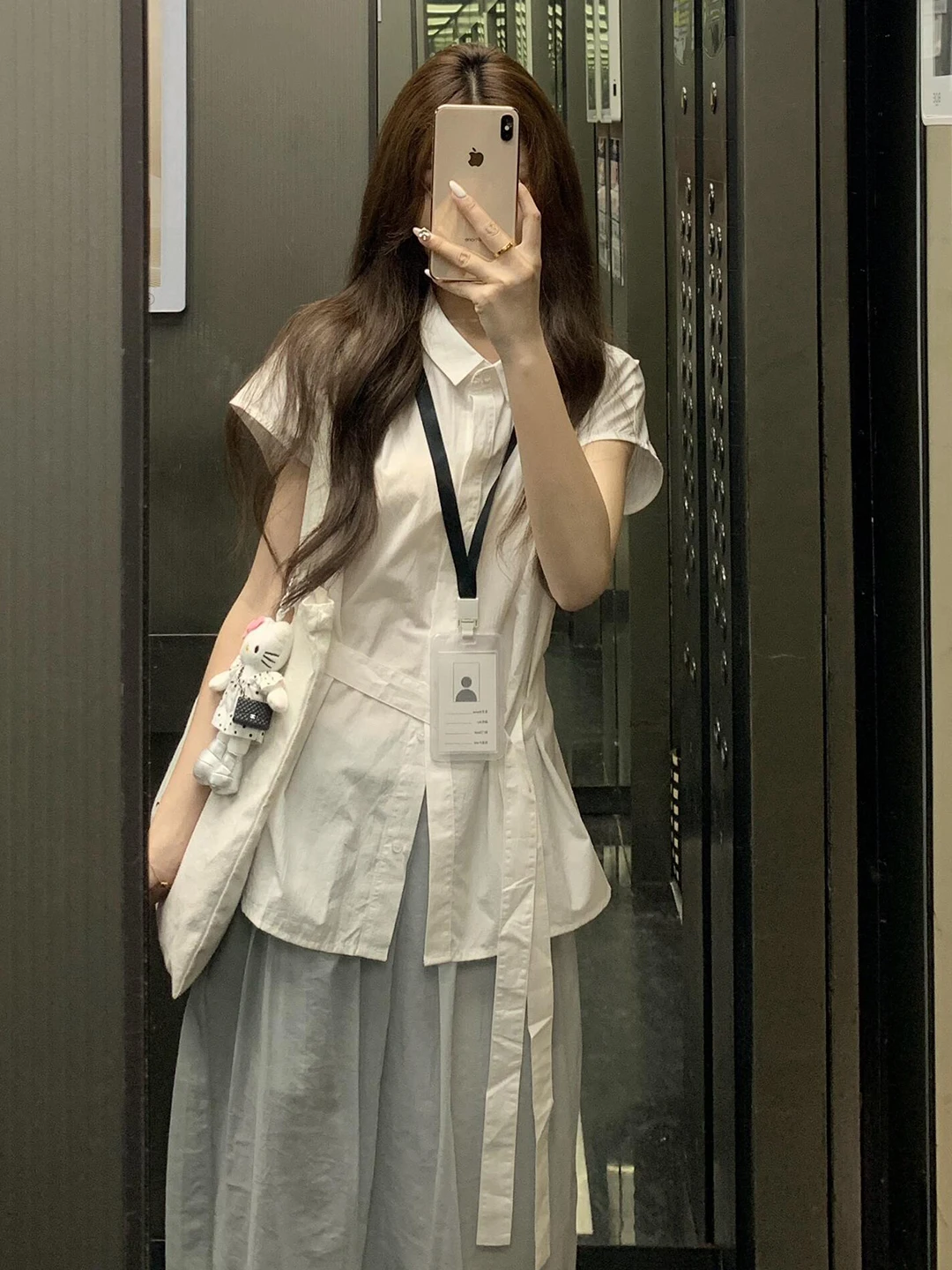 

White Short Sleeve Shirt Women's Summer New Style Beautiful Waist-Cinching Top French Style Fashionable Elegant Girl's Blouse
