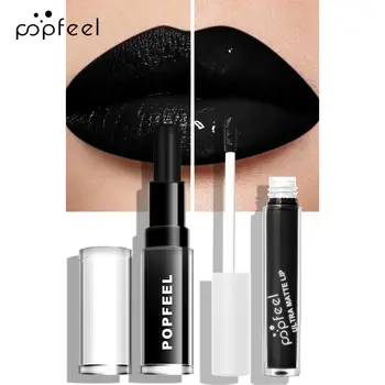 POPFEEL Halloween Lip Makeup Kit Černá rtěnka, černý lesk na rty, matná rtěnka, dlouhotrvající 10 nejlepší prodej Matná rtěnka Medora - №3
