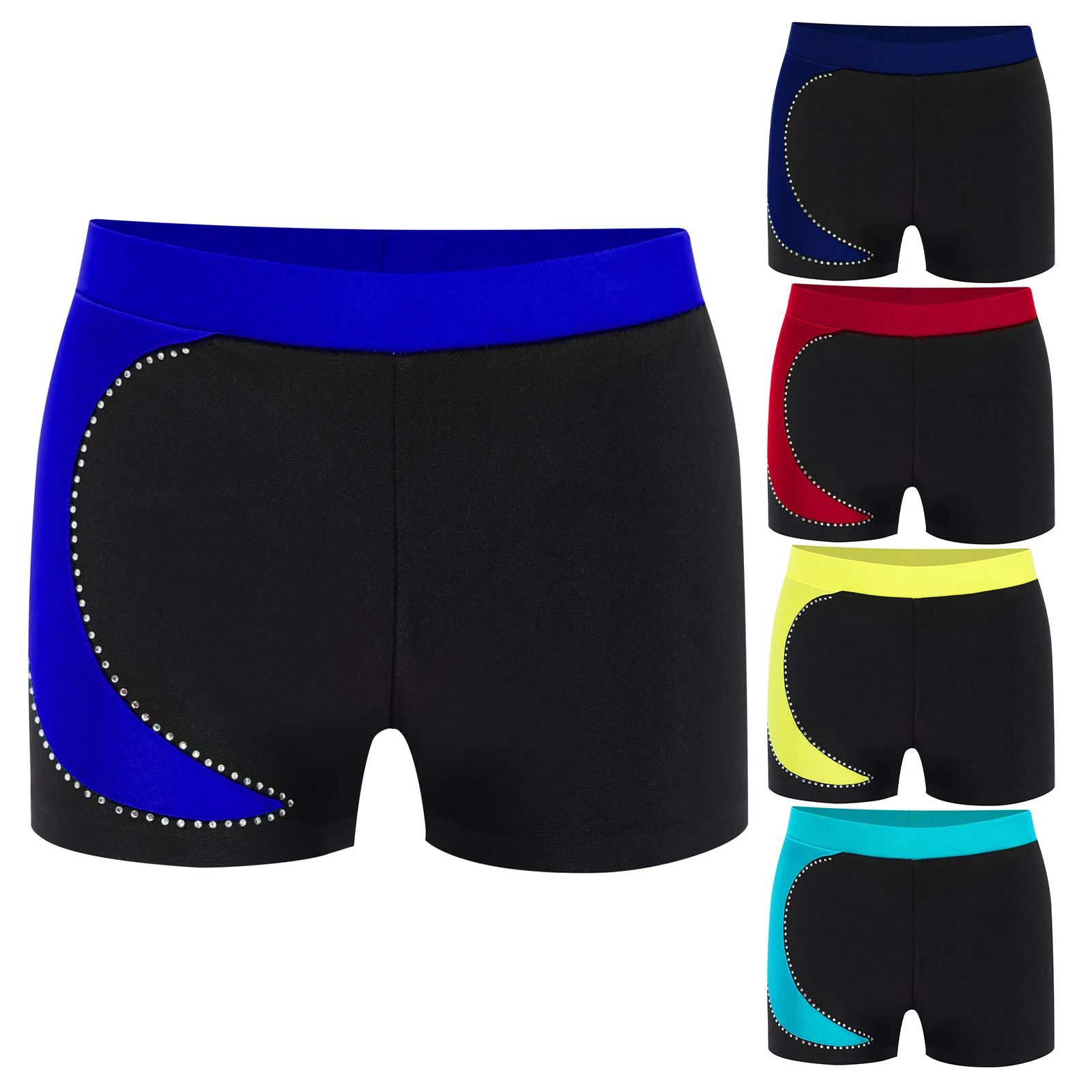 

Kids Boys Stretchy Sports Shorts Bottom Boy-cut Slim Fit Soft Color Block Gymnastics Ballet Dance Shorts Workout Fitness Bottom