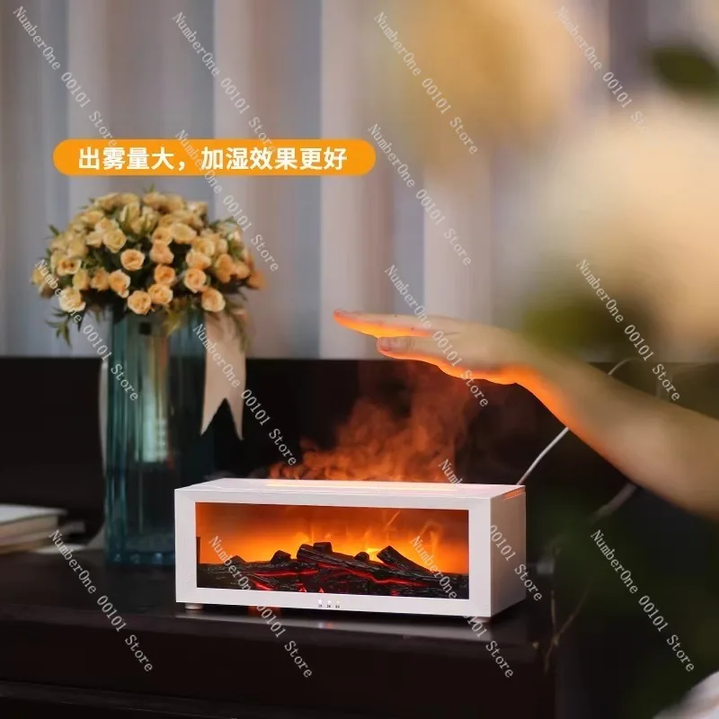 Flame Atmosphere Humidifier, Simulated Fireplace Diffuser, Silent Large Spray Timer, Multi-Functional Diffuser for Home