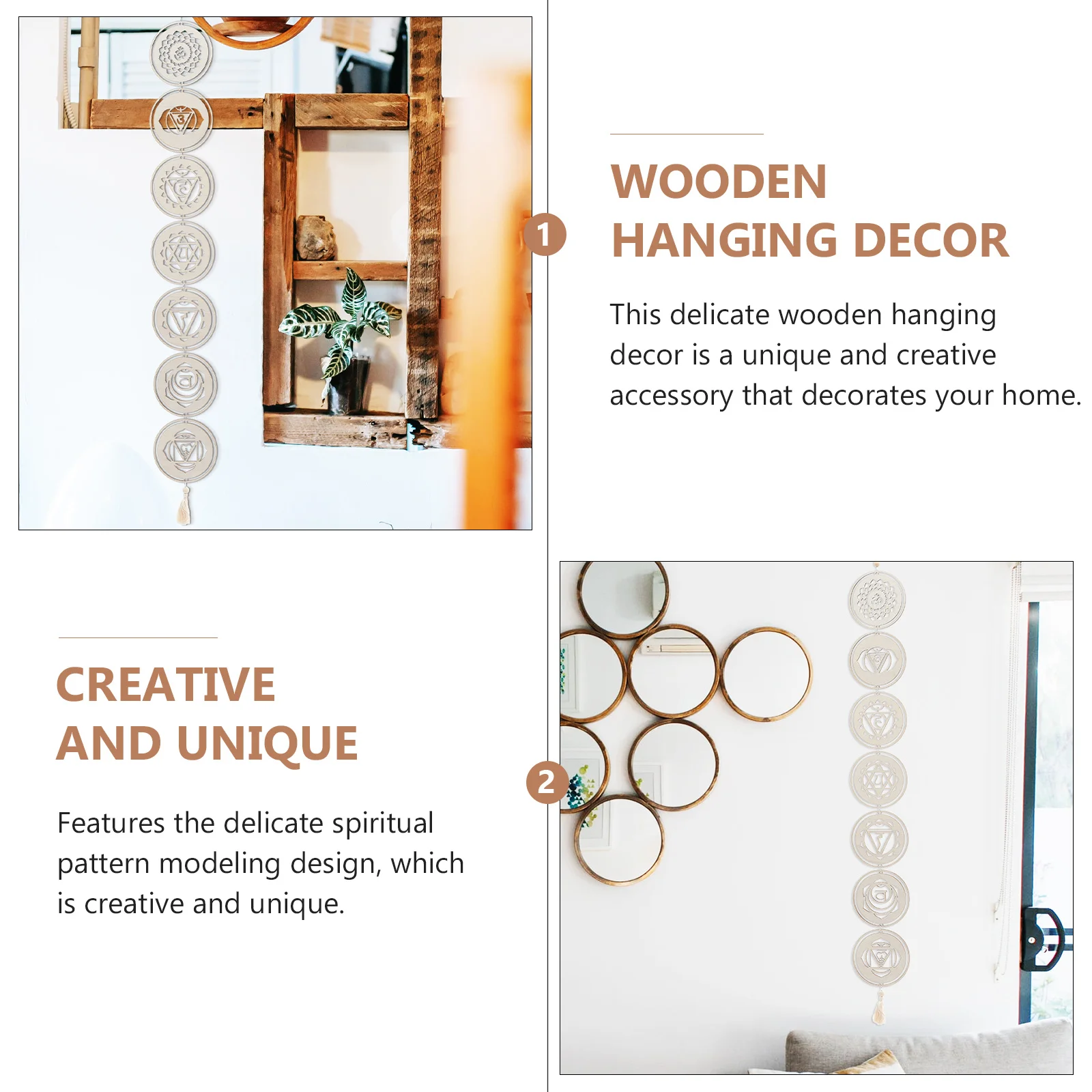 

Wood Chakra Stone Pendant Wooden Wall Hanging Bohemian Style Home Restaurant Meditation Spiritual Wall Decor