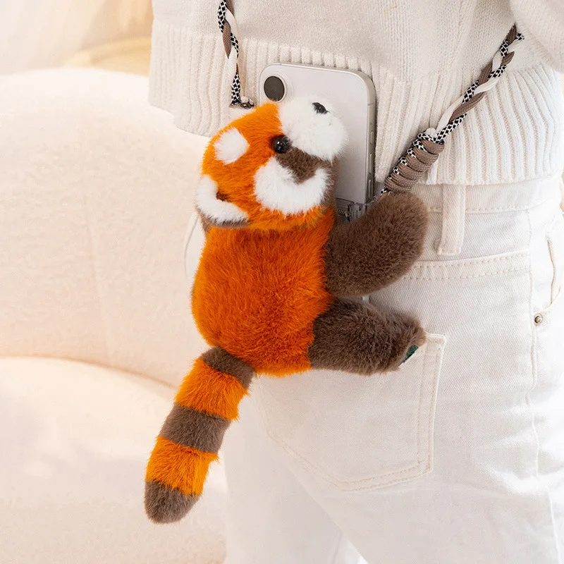 

Плюшевый брелок для телефона в виде красной панды/выдры, 18 см, с длинными ремешками, можно носить диагонально, стильный аксессуар для телефона