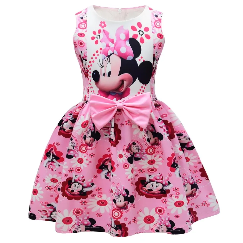 

Одежда с принтом Минни Диснея, платье для девочек, платье с бантом, юбка для девочек, платья с цветочным узором для девочек, детская одежда, летнее платье принцессы