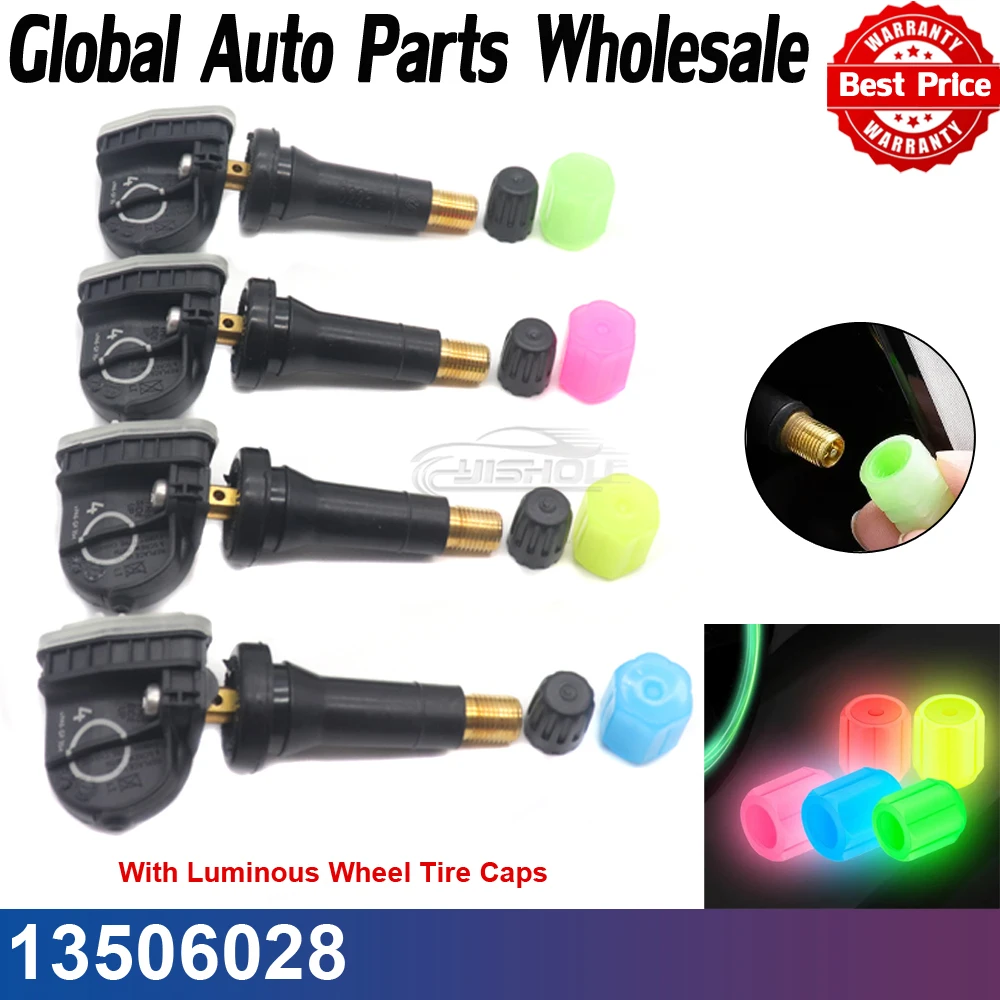 Новый датчик давления в шинах 13506028 со светящимися крышками для шин 1/4 шт. для Opel Antara Ampera Adam Astra J K Corsa D E 433 МГц Новый датчик давления в шинах 13506028 со светящимися крышками для шин 1/4 шт. для Opel Antara Ampera Adam Astra J K Corsa D E 433 МГц