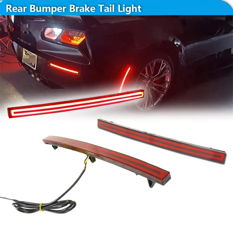 シボレー-コルベット-c7-レッドled車用リアバンパーリフレクター-テール-ブレーキライト-リアフォグライト-2014-2015-2016-2017-2018-2019-12v