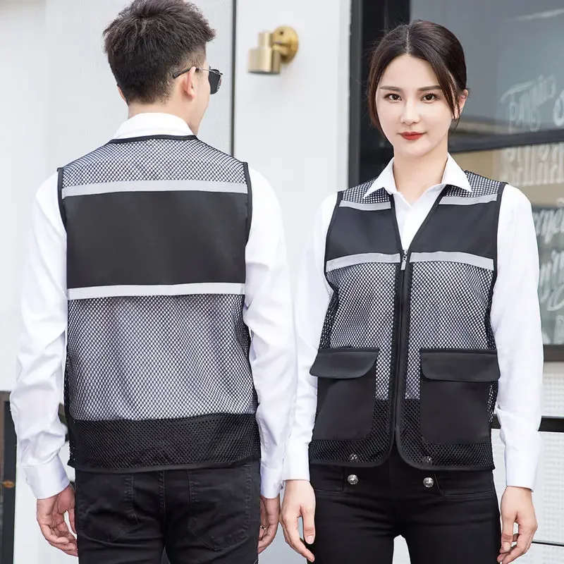 

Summer Thin Mesh Vest Reflective Outdoor Sports Jackets Big Size L-6XL Sleeveless Vest Casual Work Wear Camping Fishing Vest