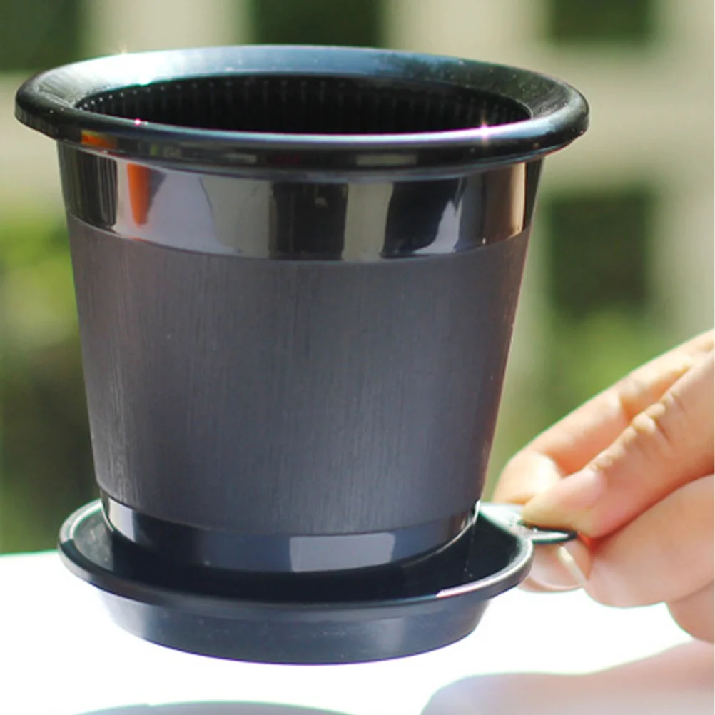 

10pcs Succulent Plant Pots Saucer Plastic Flowerpot Drip Tray For Garden Balcony 6.8Cm Diameter Black Deep Slot Water Resistant