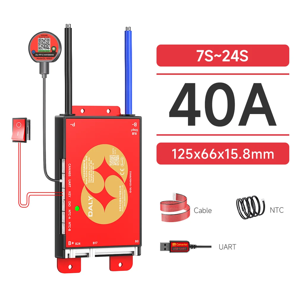 Daly Smart Active BMS 4s LiFePO4 8s 24V 16s 100A 150A 40A 60A 200A 12V 48V LiFePO4 1A Aktiver Balancer mit UART RS485 WiFi-Schlüssel