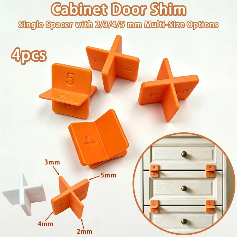 2Pcs/4Pcs 4‑in‑1 Drawer Shims, Cabinet Door Woodworking Gasket for 2‑3‑4‑5mm Gap, Furniture Spacers for Drawer Repair Home Decor