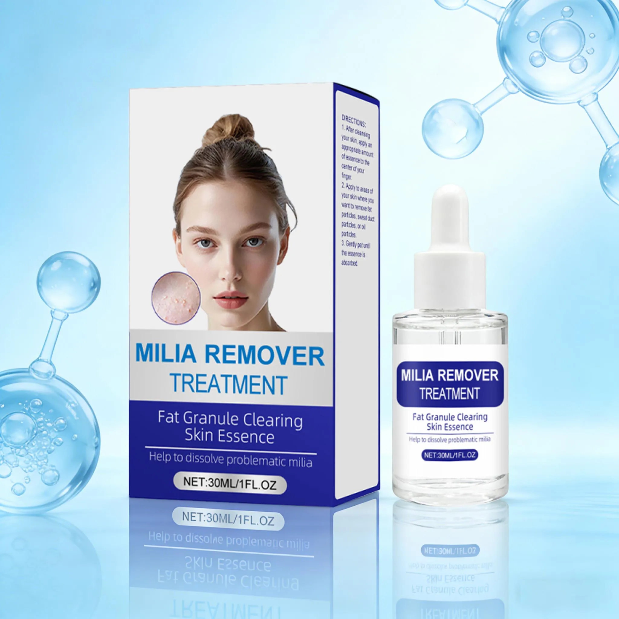 Tratamento Removedor de Milias com Colágeno Hidrolisado, Tratamento para Manchas de Milia, Sérum para Acne Milia, Essência Coreana para Pele de Vidro