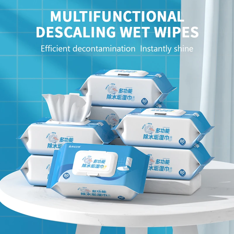 80pcs Kitchen Cleaning Dirt Wipes Multi-Functional Limescale Removal Hygiene Wipes Kitchen Bathroom Glass Cleaning Wipes