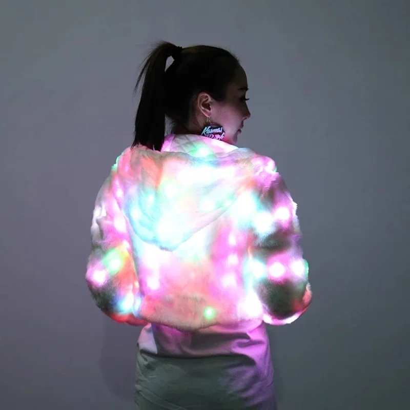Fluorescent Luminous Couple Jacket LED Color Light Baseball Suit Rock Music Festival Female Tide