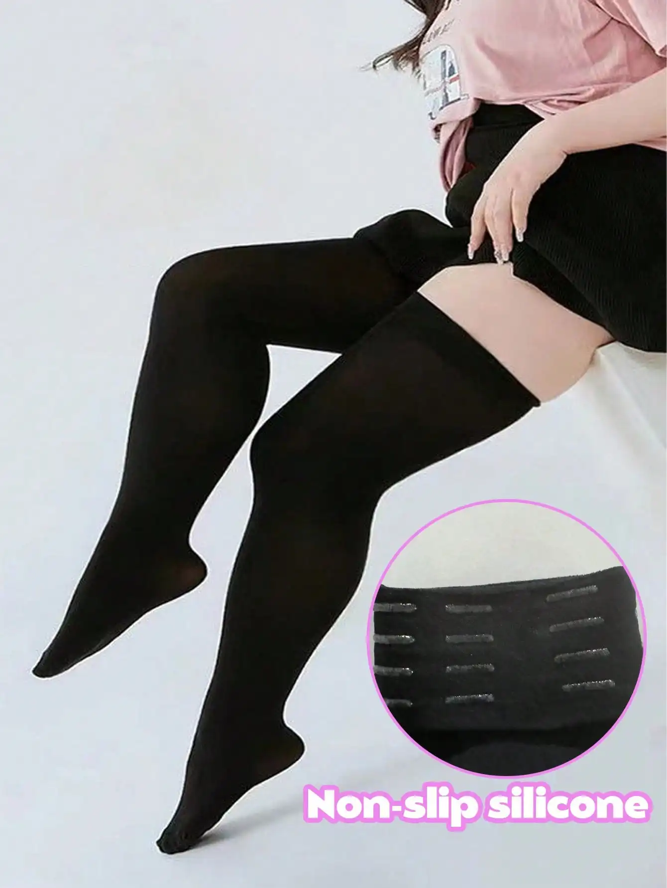 

Чулки выше колена с нескользящим силиконом, большие размеры, для повседневной носки и вечеринок