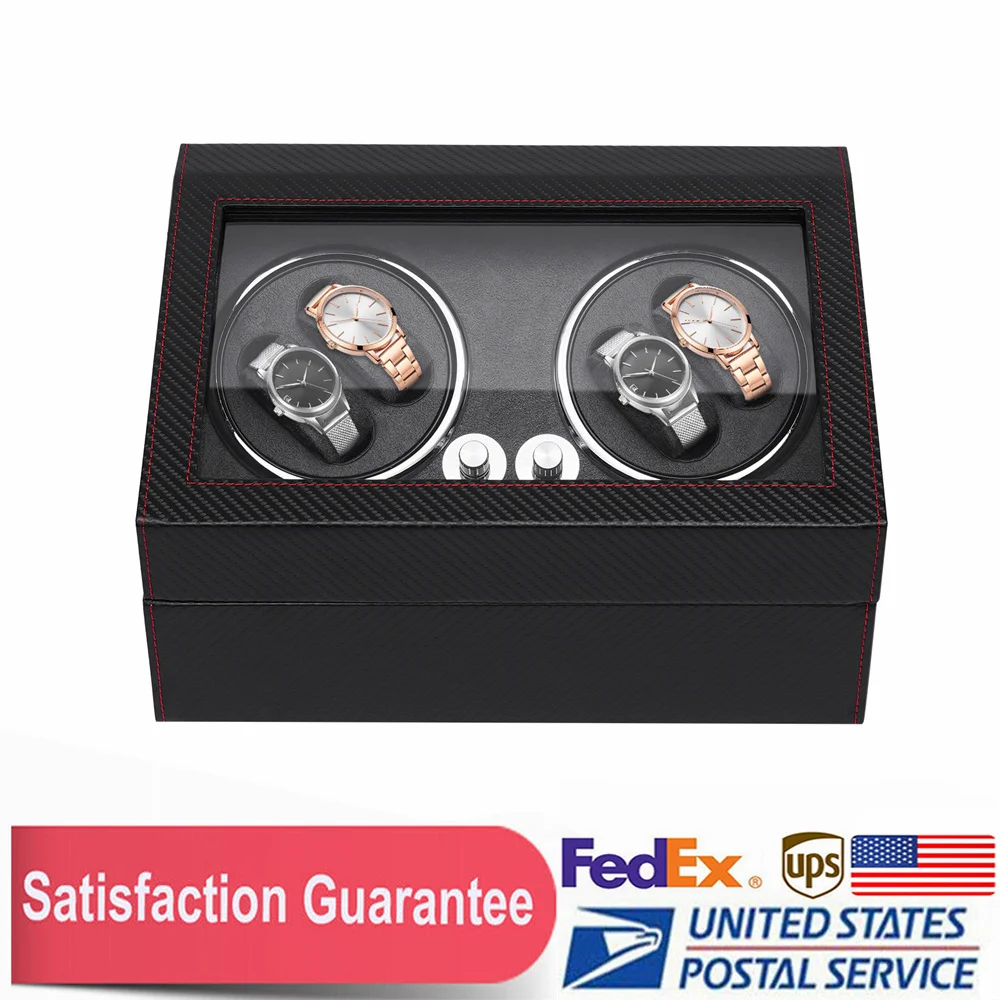 

Watch Winder for 4 Automatic Watches with Extra 6 Watch Storages LED Illumination PU Shell Silent Motor Flexible Watch Pillow