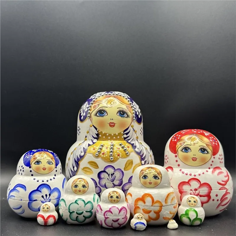 2026 Russian Nesting Doll Light Luxury Wooden 10-layer Matryoshka Doll Traditional Handicraft Home Desktop Decor Ornaments LJ007