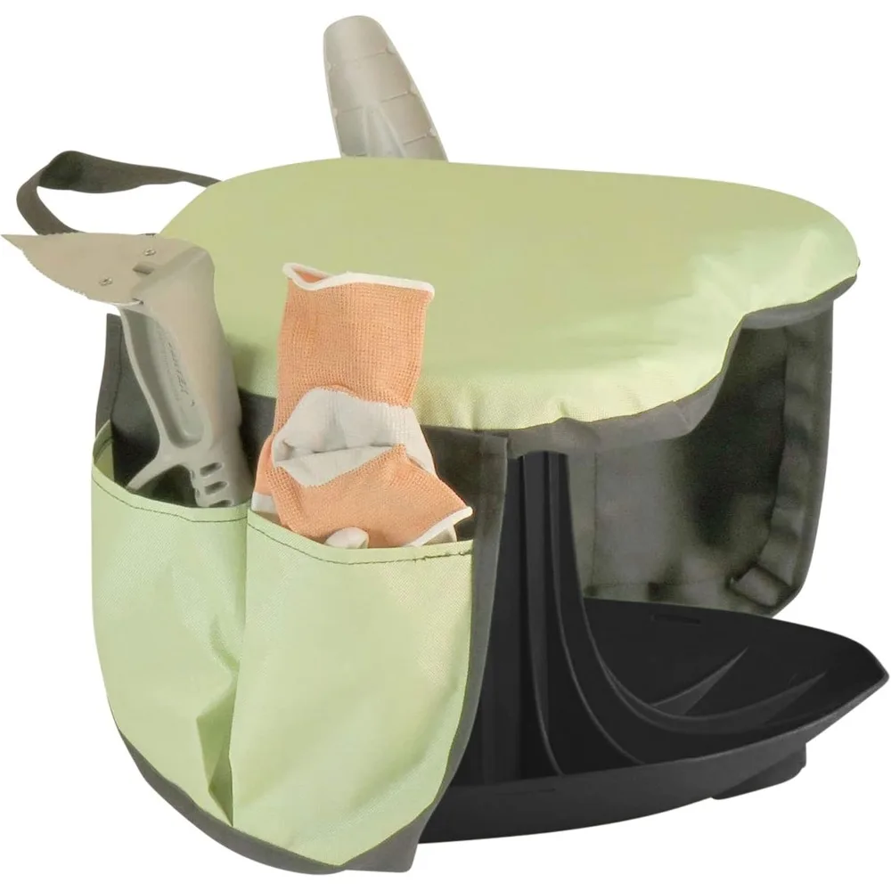 Kursi Taman Premium dengan Bantal, Penutup & Kantong - Kursi Kerja yang Dapat Disesuaikan untuk Menyiangi, Menanam & Lainnya