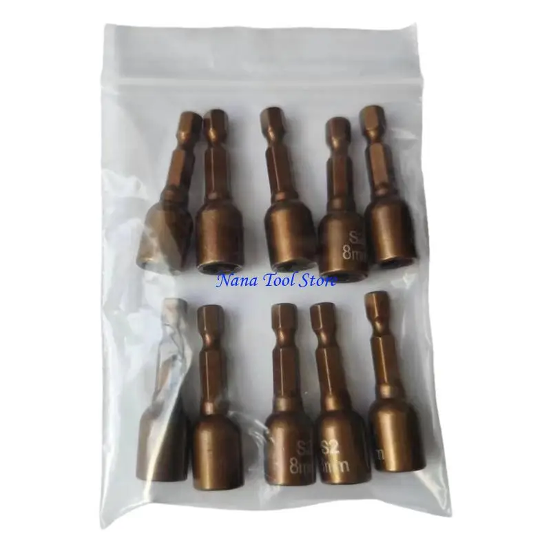 31GJ 5/10Pcs 8mm Steel Shank Nut Driver Socket Adapter for Multiple Use