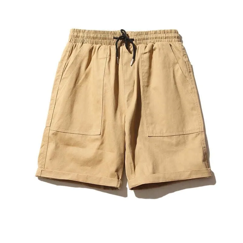 

Loose Casual Workwear orts Men's Summer New Sle Loose Fit Khaki Color Trendy Outerwear Five-Quarter Pants Straight Leg Co...