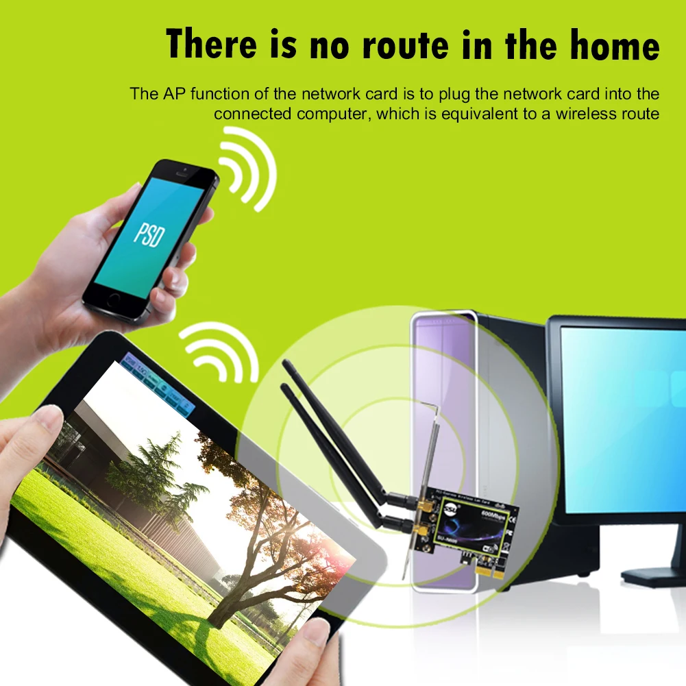 

Wireless Dual Band 600Mbps PCI Express Wireless Gigabit Ethernet Dual Band Desktop 2.4G/5G Wireless