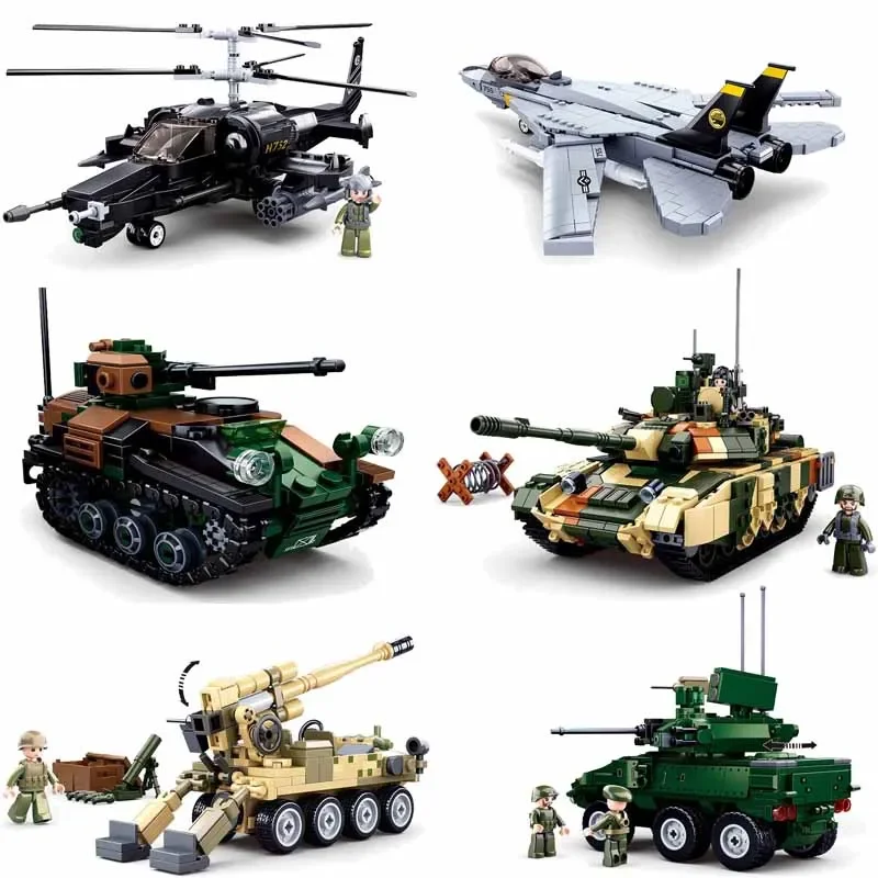 Sluban Military Land Force Mortar Tank Infantry Fighting Vehicle Model Building Blocks War Chariot Car Bricks Children Toys