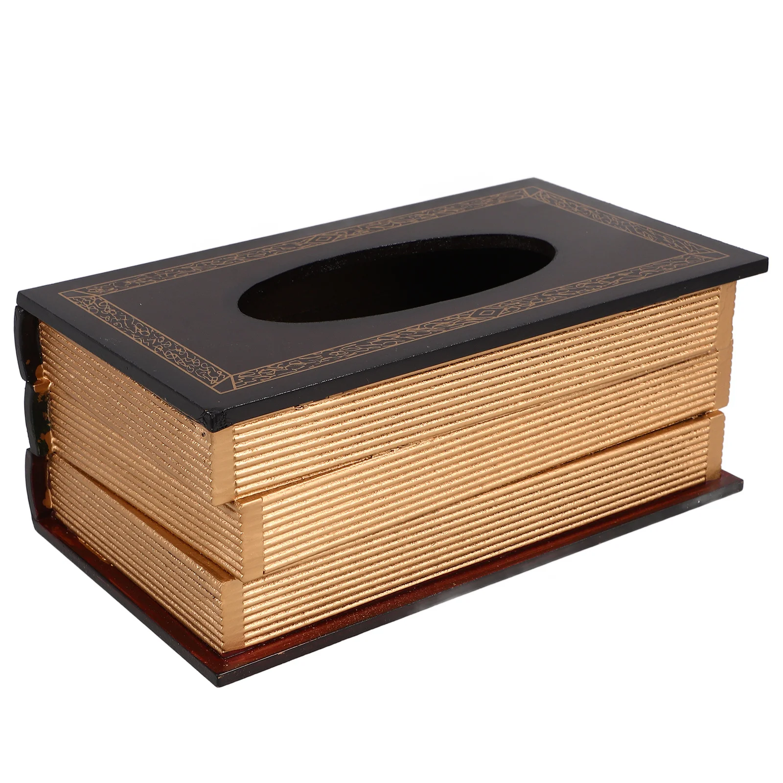 

Large Capacity Book Style Tissue Box Holder Wooden Desktop Storage Case For Home Office Bedroom Napkin Organizer